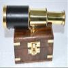6" Nautical Handheld Shiny Brass Finish Black Leather Marine Pirate Navigation Telescope with Wooden Box view 3