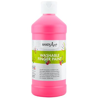 Handy Art Washable Finger Paint, Fluroescent Neon Pink, 16 oz Bottle
