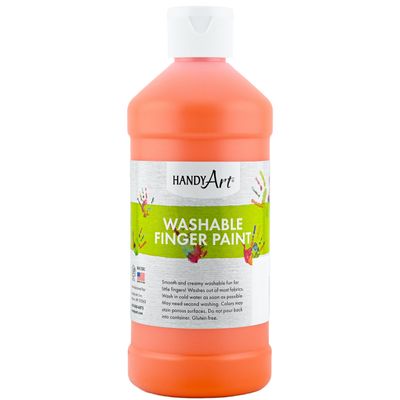 Handy Art Washable Finger Paint, Fluorescent Neon Orange, 16 oz Bottle