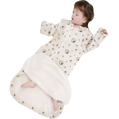 Angelife Sleeping Bag Organic Cotton Thickened Removable Sleeves Baby Wearable Blanket, for Spring Fall