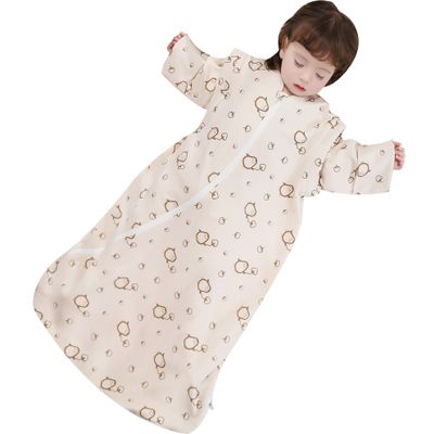 Angelife Sleeping Bag Organic Cotton Thickened Removable Sleeves Baby Wearable Blanket, for Spring Fall