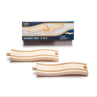 Maxim Enterprise, inc. 8" Ascending Track, Wooden Train Tracks Compatible with Thomas & Friends, Brio Toy Train, and All Major Brand Fine Wooden Train Sets and Railway Accessories, 2 Pack