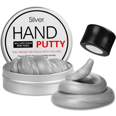 Arfun Magnetic Slime Putty, Soft Magic Slime Hand Therapy Putty Fidget Game Stress Relief Thinking Educational Toy with Upgraded Magnet Gift for Boys Girls Adults (Silver)