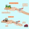 Wooden Train Tracks 68 Piece Expansion Pack Accessories with Arched Bridge, Engine Barge, Dock, Stop & Go Checkpoint, Signal Pole, Cross Track Compatible with Thomas, Brio Wooden Railways ORBRIUM view 3