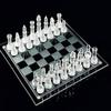 10"*10" Glass Chess Set Frosted and Clear Pieces Felted Bottom for Adult and TeensGift for Game Education view 1