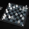 10"*10" Glass Chess Set Frosted and Clear Pieces Felted Bottom for Adult and TeensGift for Game Education view 3