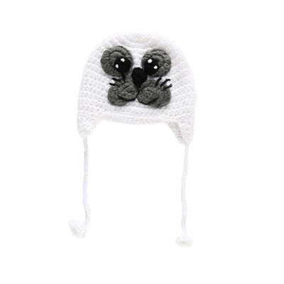 BIBITIME Knitted Sea Lion Beanie Animal Hat Cap Full Moon Photography Prop (White, X-Small)