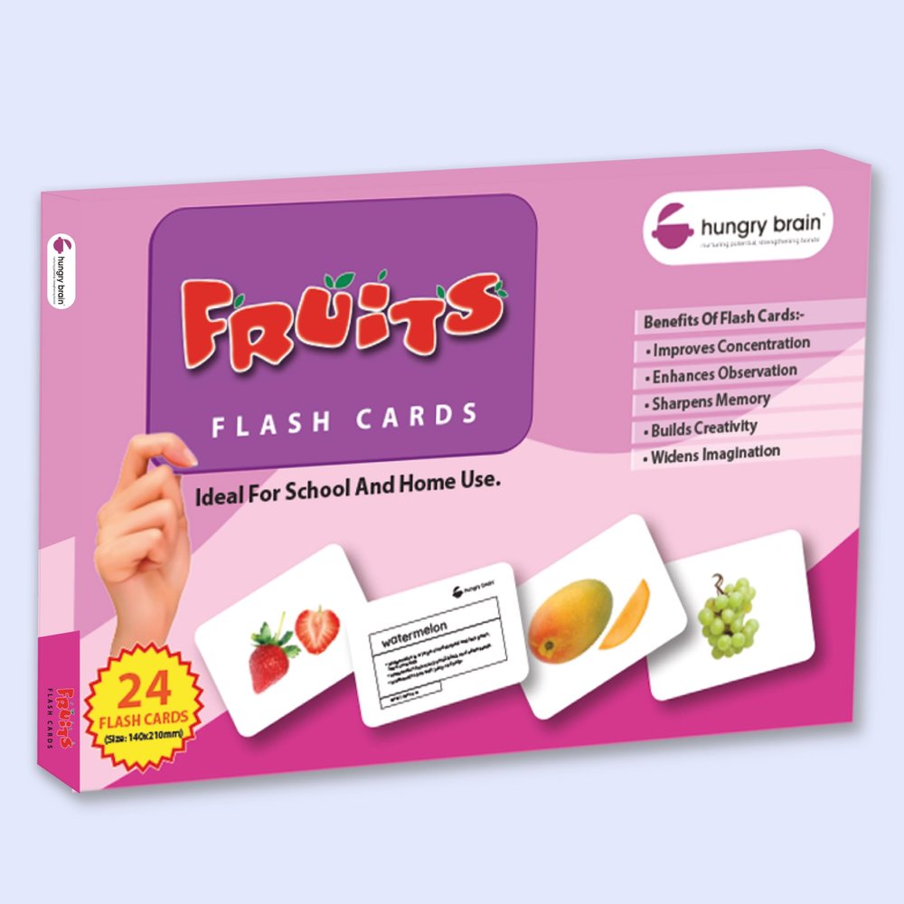 Hungry Brain Fruits Educational Flash Cards for Toddlers 24 Double-Sided Real Picture Learning Cards | Early Learning & Preschool Cards