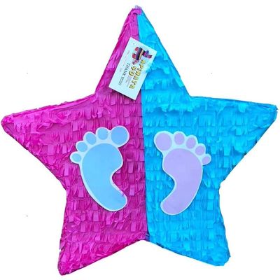 17" Star Pinata with Footprints Twinkle Twinkle Little Star Theme He or She Gender Reveal Pinata