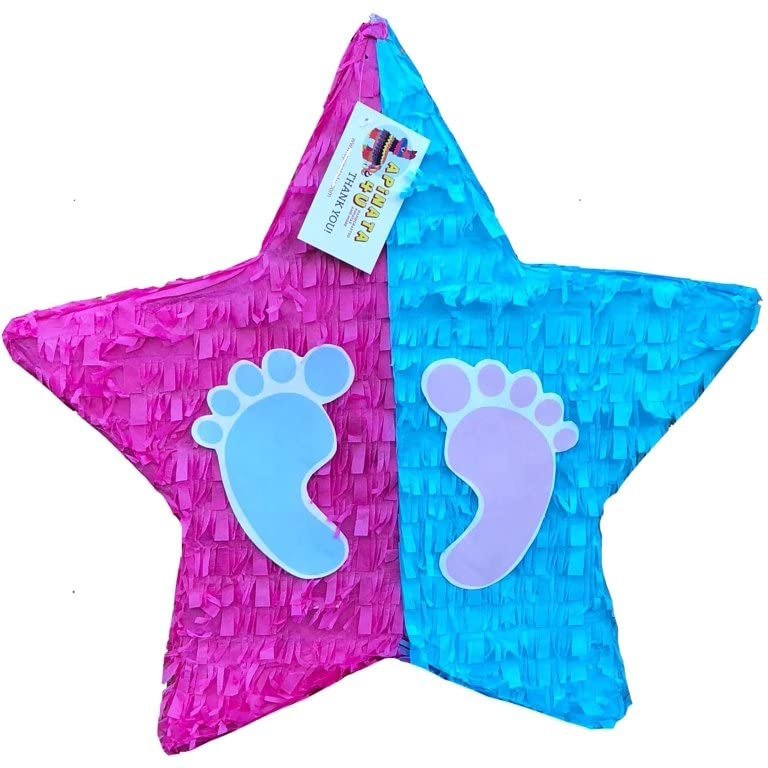 17" Star Pinata with Footprints Twinkle Twinkle Little Star Theme He or She Gender Reveal Pinata
