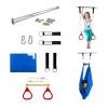 DreamGYM Doorway Sensory Swing Kit - Blue Compression Swing and Trapeze Bar with Red Gym Rings Combo view 1