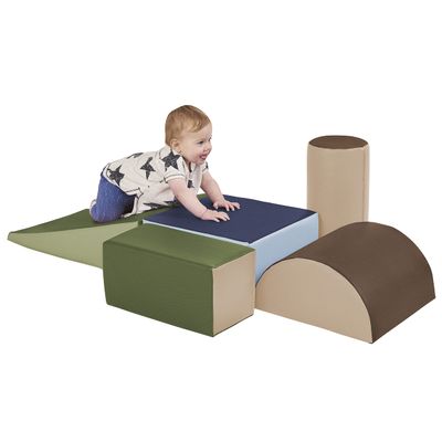 ECR4Kids SoftZone Climb and Crawl Active Playset, Building Blocks, Earthtone, 5-Piece