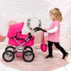 Bayer: Trendy Pram - Hot Pink - Includes Shoulder Bag, Fits Dolls Up to 18", Adjustable Handle, Kids Pretend Play, Shopping Basket view 2