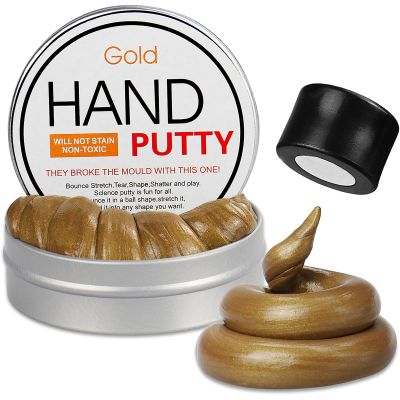 Arfun Magnetic Slime Putty, Soft Magic Slime Hand Therapy Putty Fidget Game Stress Relief Thinking Educational Toy with Upgraded Magnet Christmas Birthday Gift for Kids Adults (Gold)