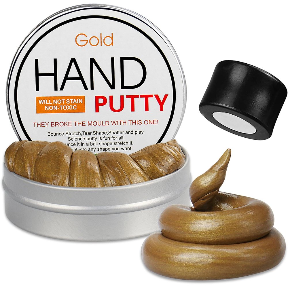 Arfun Magnetic Slime Putty, Soft Magic Slime Hand Therapy Putty Fidget Game Stress Relief Thinking Educational Toy with Upgraded Magnet Christmas Birthday Gift for Kids Adults (Gold)