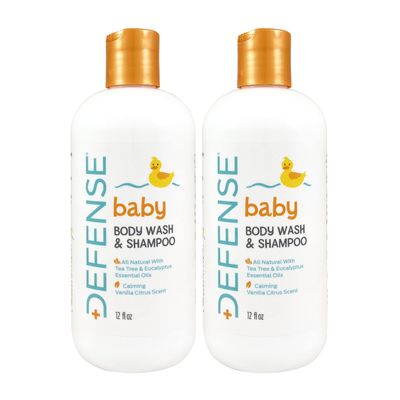 Defense Soap Baby Shampoo and Body Wash with Tea Tree Oil, Coconut Oil, Eucalyptus, Olive Oil & Aloe, 12 Fl Oz (Pack of 2)
