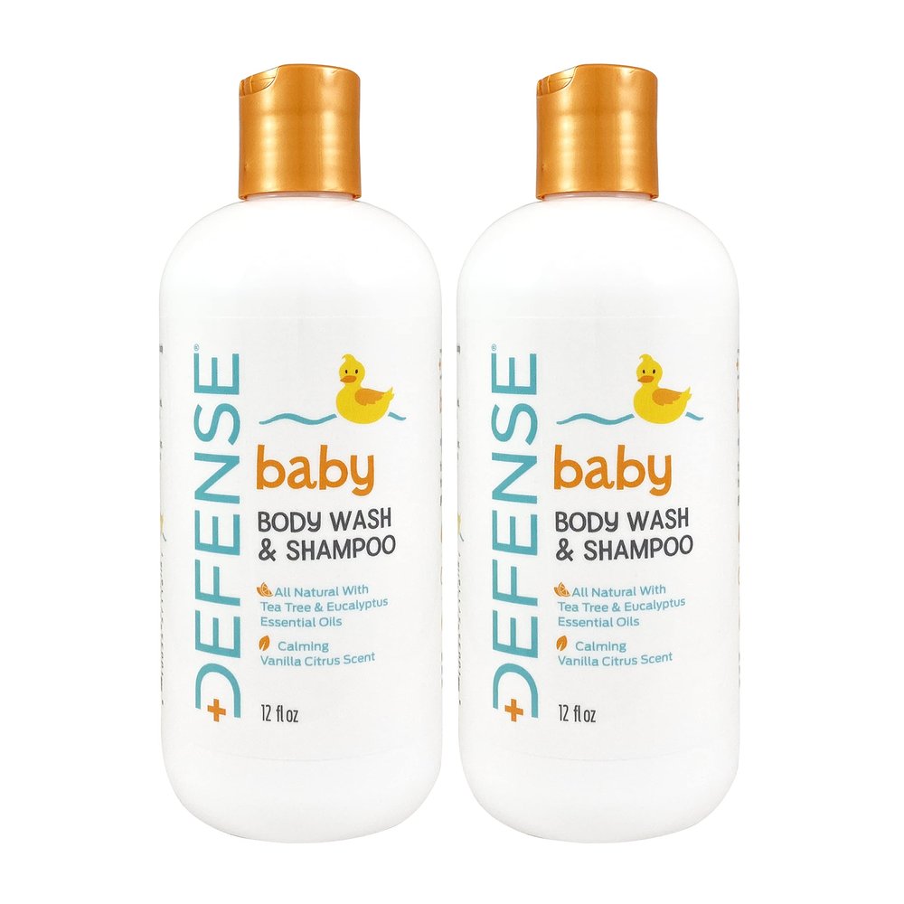 Defense Soap Baby Shampoo and Body Wash with Tea Tree Oil, Coconut Oil, Eucalyptus, Olive Oil & Aloe, 12 Fl Oz (Pack of 2)