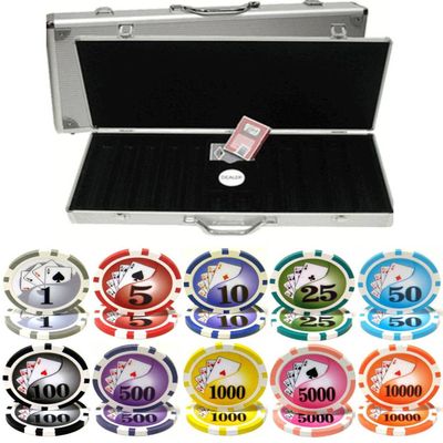 Deluxe Royal Flush Yin Yang 13.5gm Clay 500 Chip Poker Set with Aluminum Case - Includes Buttons, Cards and Dice!