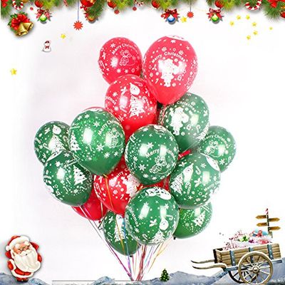 100 Pcs Merry Christmas Balloon - Latex Multicolor Balloons for Christmas, Birthday Parties, Bars and Schools Decoration