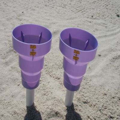 Beach Cup Holders- Beach drink holders come in a Set of 2 (lavender) KAZeKUP's and (2) 7 3/4" beach poles