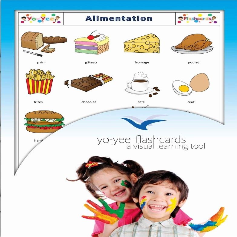 Alimentation - Fiches de vocabulaire - Food and Drinks Flashcards in French for Kids, Toddlers and Children