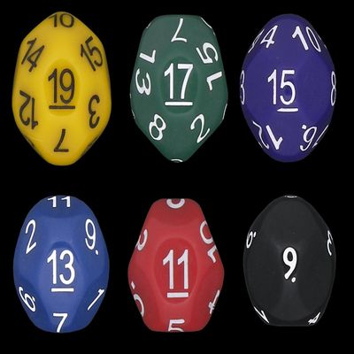 Rainbow - Set of 6 Unusual Odd Sided dice - D9, D11, D13, D15, D17 & D19