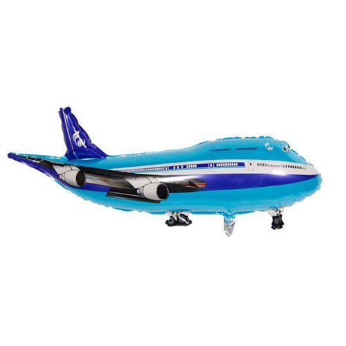 Tuftex Balloons 40" Blue Airplane Foil Balloon, Self Sealing, Re-fillable, 1 Ea, Kids Unisex, Birthday