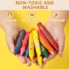 Lebze Jumbo Crayons for Toddlers, 16 Colors Non Toxic Crayons, Easy to Hold Large Crayon for Kids, Safe for Babies and Children Flower Monaco view 4