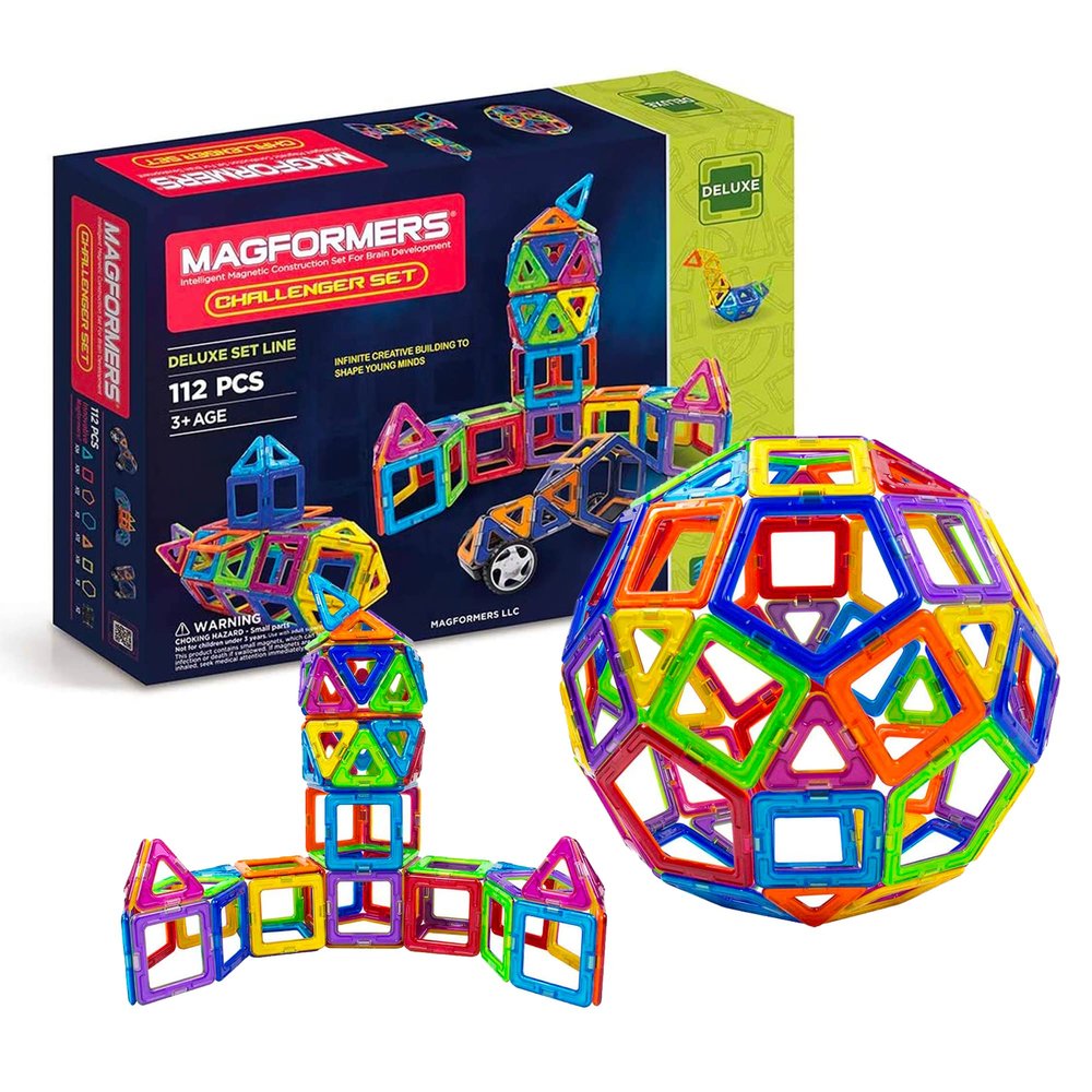 Magformers Challenger 112-Piece Deluxe Set - Magnetic Tiles Building Blocks, Educational Kit, STEM Toy Set - Magnetic Building Tiles for Kids to Develop Problem-Solving Abilities and Shape Recognition