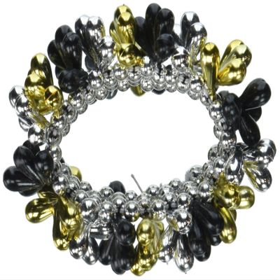 Amscan Black, Silver, Gold Drop Bead Bracelet, Party Accessory, 1 piece