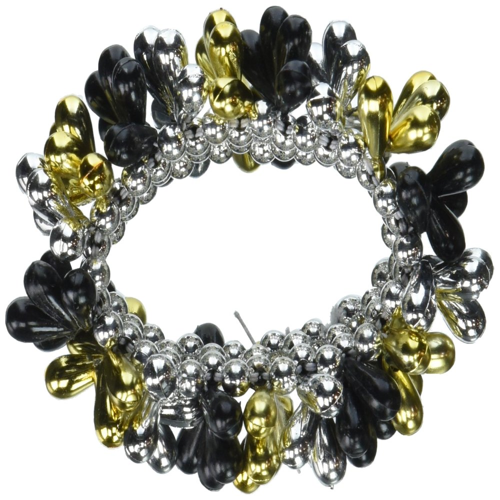 Amscan Black, Silver, Gold Drop Bead Bracelet, Party Accessory, 1 piece