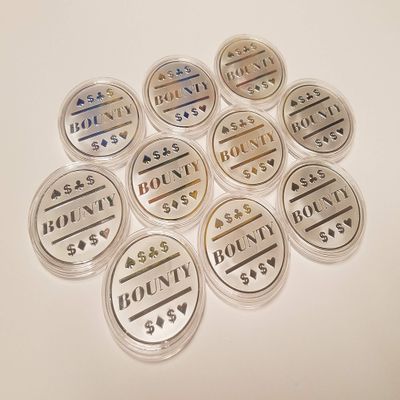 10x Silver Clad Bounty Poker Chip for Bounty Tournaments / Card Protector