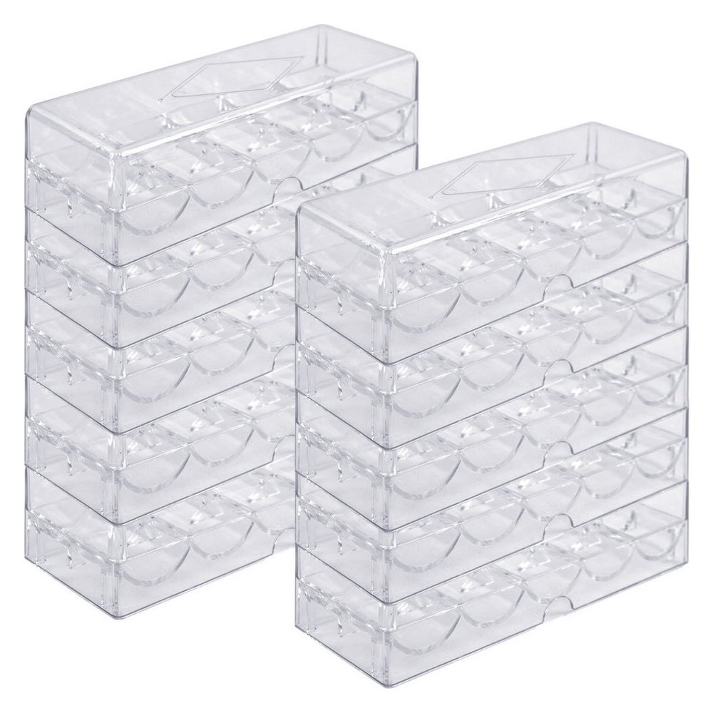 Brybelly Acrylic Poker Chip Rack/Tray with Covers (Set of 10), Clear