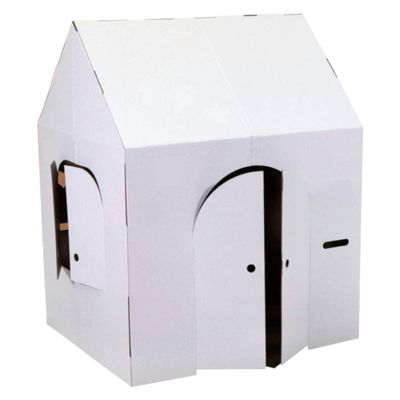 Easy Playhouse Blank Crafty Cottage - Kids Art and Craft for Indoor Fun, Color, Draw, Doodle on this Blank Canvas Decorate and Personalize a Cardboard Fort, 32" x 26.5" x 40.5" - Made in USA, Age 3+