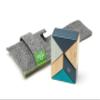 6 Piece Tegu Pocket Pouch Prism Magnetic Wooden Block Set, Blues view 1