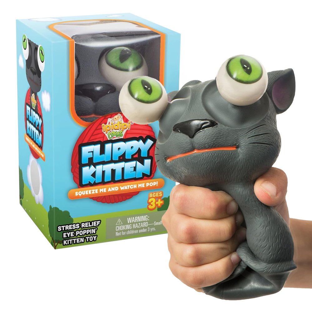 IPIDIPI TOYS Flippy Kitten Squishy Eye Popping Cat - Halloween Squishy Toys for Trick or Treat - Fun Fidget Toy, Birthday Party Favors, Halloween Goodie Bag Stuffers for Boys and Girls