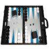19-inch Premium Backgammon Set - Large Size - Black with White and Astral Blue Points view 1