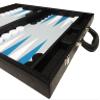 19-inch Premium Backgammon Set - Large Size - Black with White and Astral Blue Points view 4