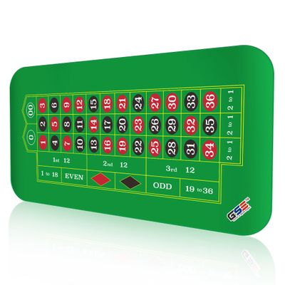 GSE Games & Sports Expert Casino Roulette Tabletop Layout Mat with Carrying Bag, Non-Slip Rubber Roulette Table Top Mat for Family/Friends Parties, Casino Night