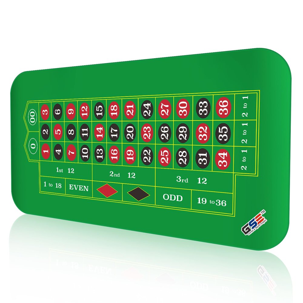 GSE Games & Sports Expert Casino Roulette Tabletop Layout Mat with Carrying Bag, Non-Slip Rubber Roulette Table Top Mat for Family/Friends Parties, Casino Night