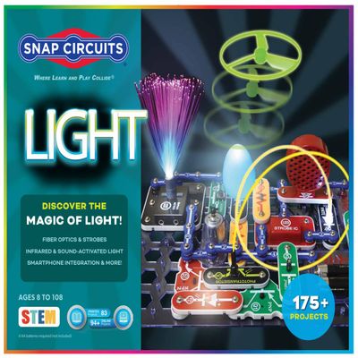 Snap Circuits Light Electronics Exploration Kit | Over 175 Exciting STEM Projects | Full Color Project Manual | 55+ Snap Circuits Parts | STEM Educational Toys for Kids 8+