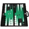 19-inch Premium Backgammon Set - Large Size - Black Board, Green Playing Surface, Black and White Points view 1
