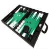 19-inch Premium Backgammon Set - Large Size - Black Board, Green Playing Surface, Black and White Points view 3