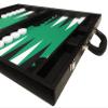 19-inch Premium Backgammon Set - Large Size - Black Board, Green Playing Surface, Black and White Points view 4