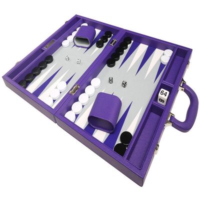 16-inch Premium Backgammon Set - Medium Size - Purple Board