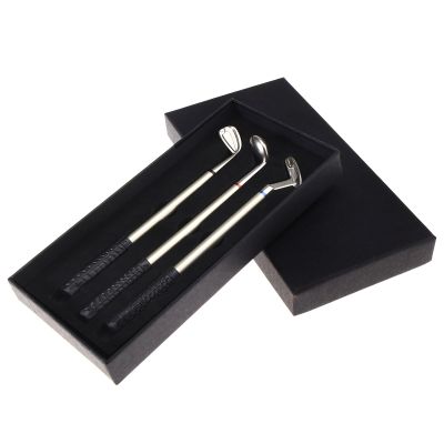3 Pcs Mini Golf Club Putter Pen Set with Storage Box Novelty Golfer Decor Gift Present