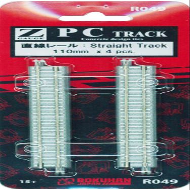 Rokuhan Z Gauge R049 PC Truck Straight Rail 4.3 inches (110 mm) (Pack of 4)