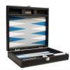 13-inch Premium Backgammon Set - Travel Size - Black Board, White and Astral Blue Points view 1