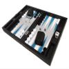 13-inch Premium Backgammon Set - Travel Size - Black Board, White and Astral Blue Points view 4