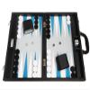 16-inch Premium Backgammon Set - Medium Size - Black Board, White and Astral Blue Points view 3